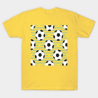 Vector seamless pattern with soccer balls and stars in cartoon style. Football pattern design T-Shirt